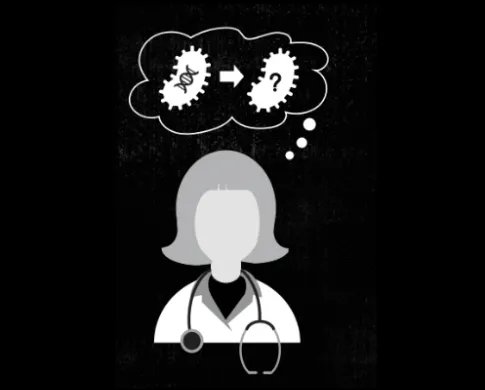 an illustrated doctor with thought bubble of germs