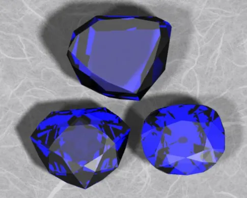 Computer models of three blue diamonds