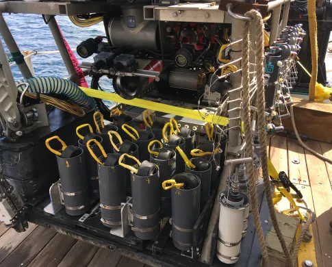 Sampling equipment for use with a remote operated vehicle