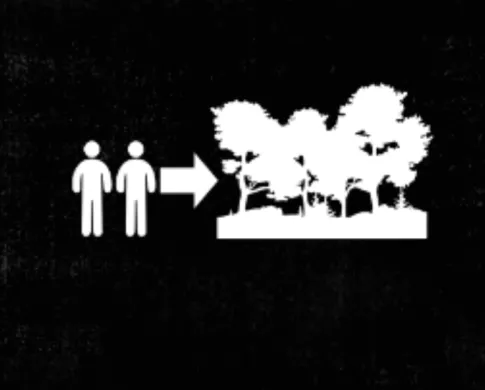 two people going into forest illustrated