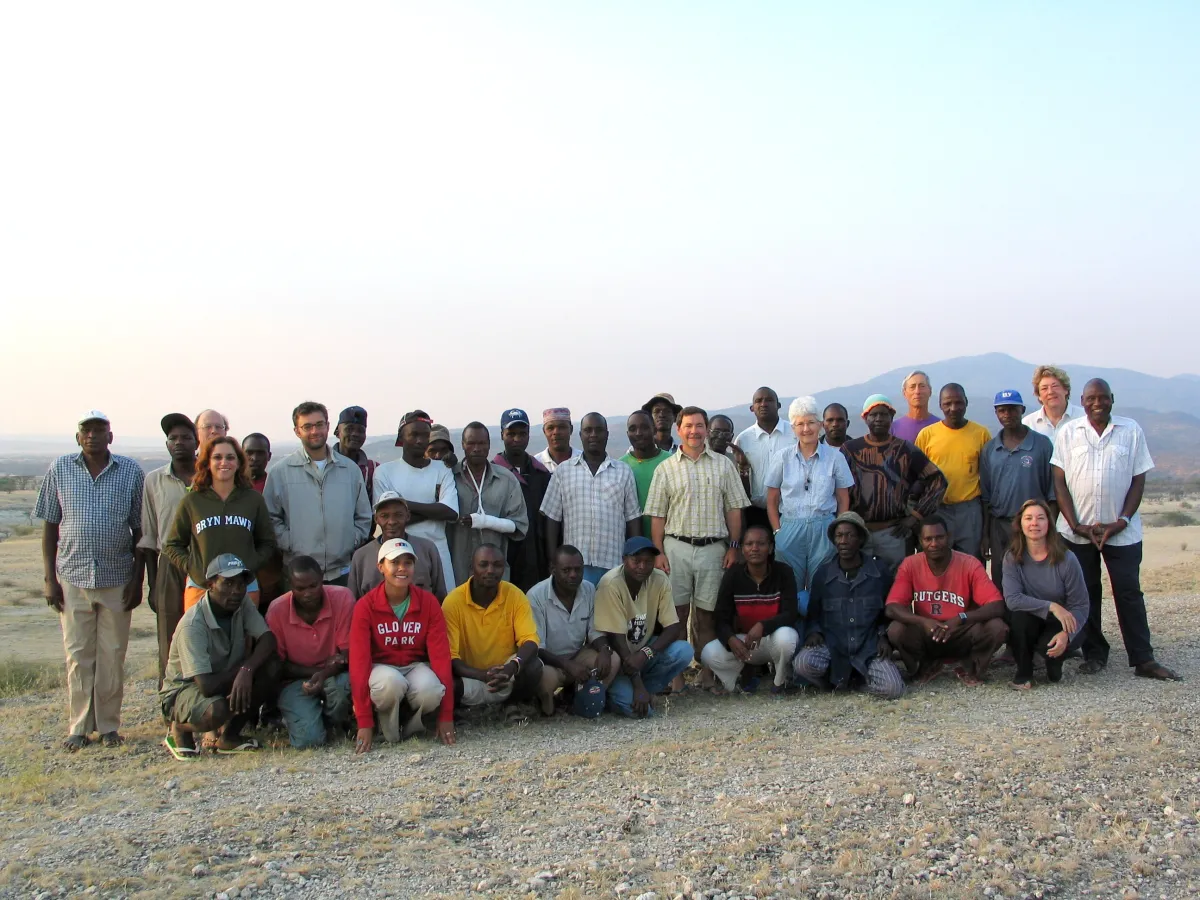 Group portrait of the Olorgesailie research team
