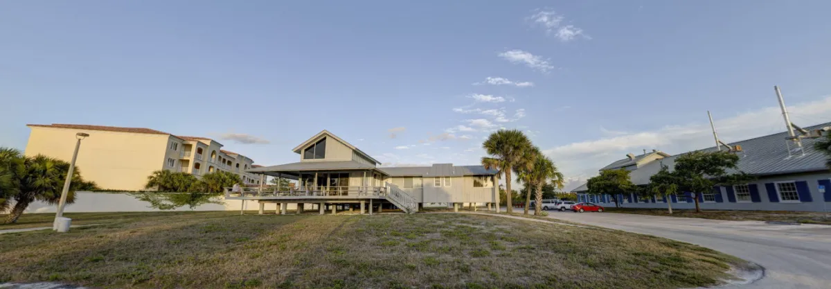 Smithsonian Marine Station entrance, with view of guest house