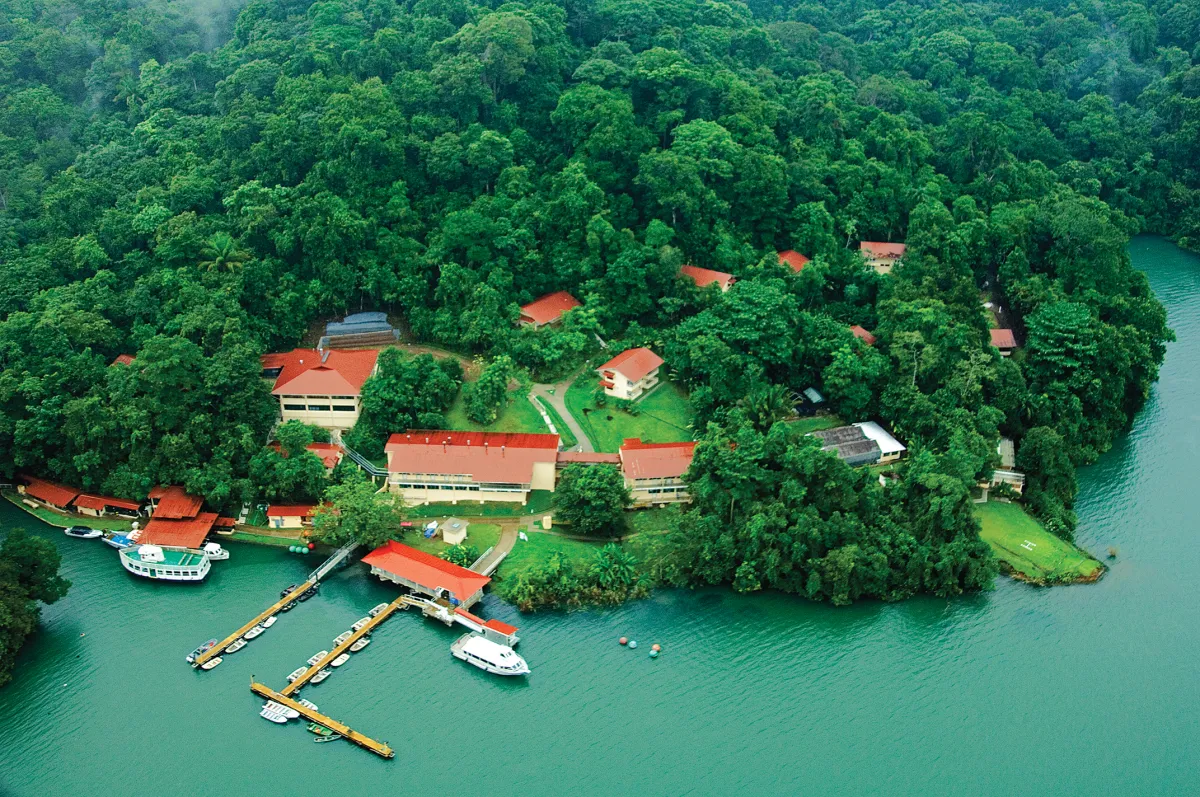 An ariel photo of the STRI Barro Colorado facilities in Panama