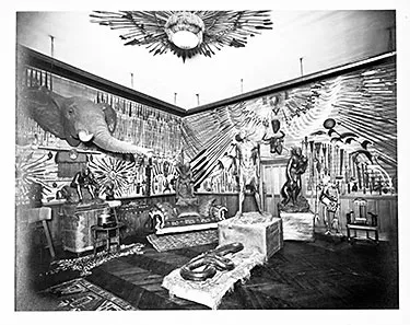 A photograph of the installation of Herbert Ward's collection in Paris